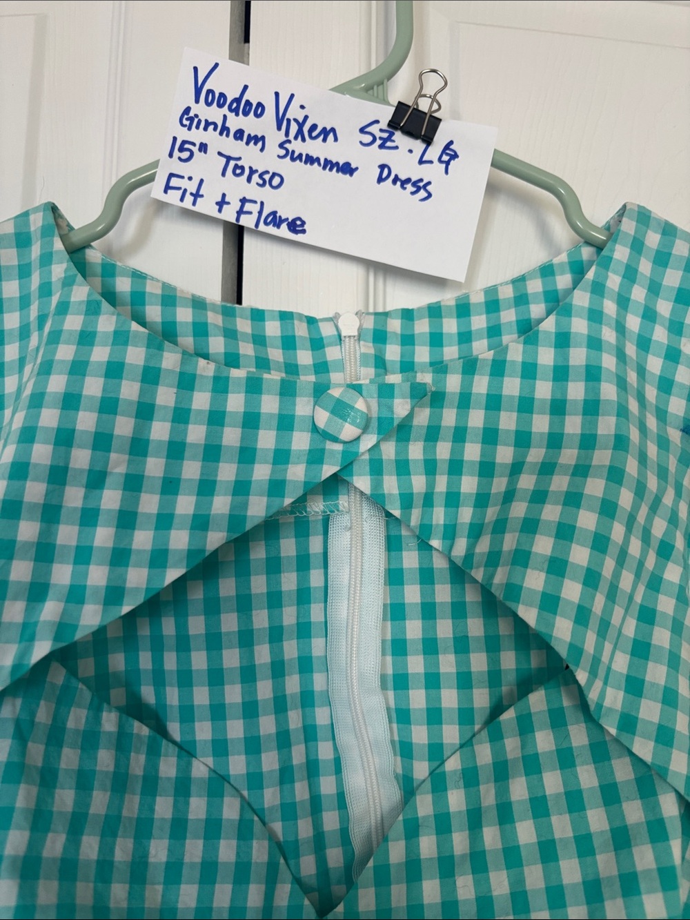 Voodoo Vixen size Large retro gingham summer keyhole dress - Picture 4 of 7